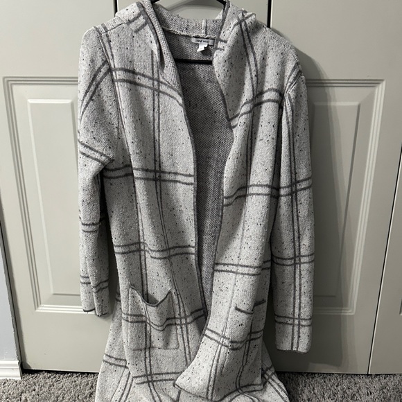 Nine West Light Gray Plaid Cardigan - Picture 1 of 1